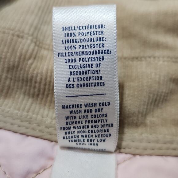 Old Navy Womens Tan Quilted Jacket Size XS Snap Front Pockets Corduroy Collar - Picture 7 of 8